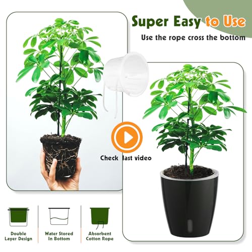 KvyusFlourish Self Watering Pots for Indoor Plants, 6-Pack 6.7'' Self Watering Planter with Drainage Holes, Small African Violet Pots with Water Indicator, Clear Wick Orchid Pot, White