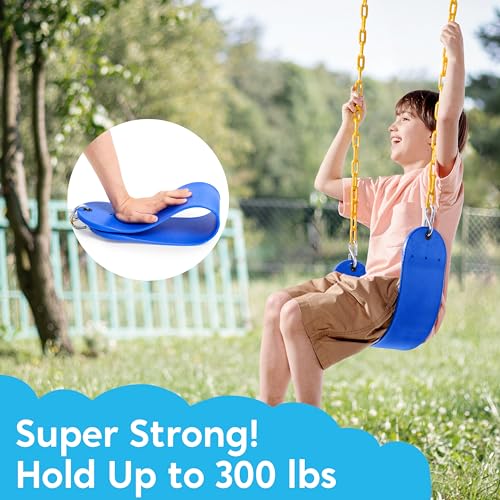 TURFEE Swing for Outdoor Swing Set - Pack of 1 Swing Seat Replacement Kit with Heavy Duty Chains - Backyard Swingset Playground Accessories for Kids (Blue)