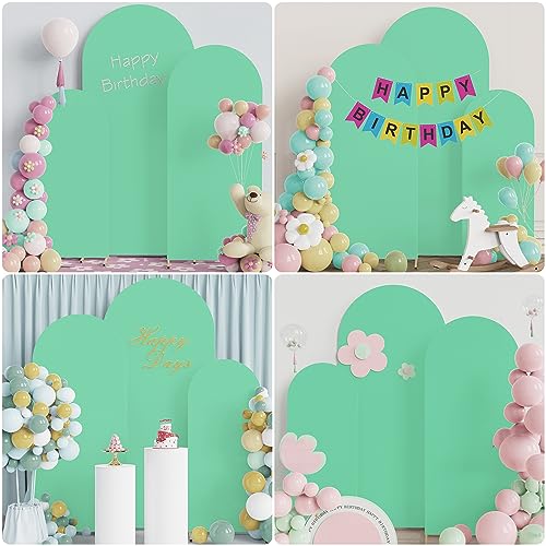 Wokceer Wedding Arch Cover (7.2FT, 6.6FT, 6FT) Set of 3 Spandex Fitted Wedding Arch Stand Covers for Round Top Chiara Arch Backdrop Stands Cover for Birthday Party Ceremony Banquet Decor Dusty Blue
