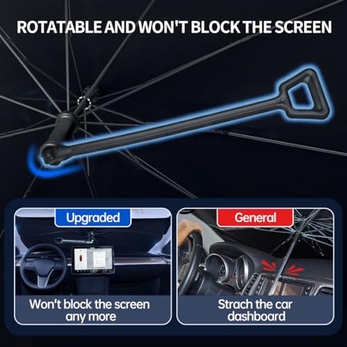 2024 Car Windshield Sun Shade, Iridescent Umbrella Car Shade Front Windshield with 360° Rotating Shaft - No Scratching, Foldable Sun Blocker for Car Windshield Fit for Sedan SUV Wagon Pickup