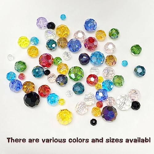 LIMAOLLY 100pcs 8mm Round Crystal Glass Beads Faceted Spacer AB Color Beads for Jewelry Making DIY Craft Making Necklace Bracelet Earring Wind Chimes Suncatchers Ornament, Black