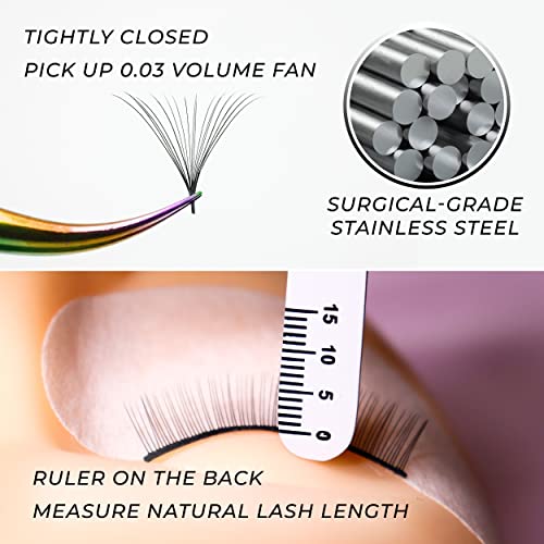 LLBA Lash Tweezer Professional Volume False Lash Application Tool | Multi Shapes & Purposes Tweezers | Non-Slip Grip Tweezers for Volume, Isolation & Classic Lashes (Gold, Girl Boss Isolation)
