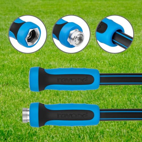 Fevone Garden Hose 3 ft x 5/8 ", Heavy Duty Water Hose with Rotatable Grip Handle, Easy to Connect, Fits Hoses/Pipes of All Replacement/Replaceable Parts, Solid Aluminum Fittings - Zero Leak