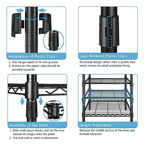 VIPEK S3 Heavy Duty Garment Rack Freestanding Clothes Rack Closet Storage Organizer Large Wardrobe with 6-Tier Shoe Rack, Hanging Rod, Adjustable Shelf, 68.9" L x 15.7" W x 76.4" H, Black
