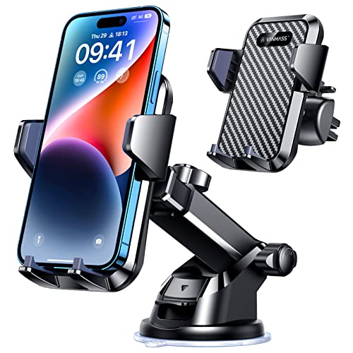 VANMASS 【65+LBS Strongest Suction & Military-Grade 2024 Ultimate Car Phone Mount【Patent & Safety Certs】 Cell Phone Holder Truck Stand for Dashboard Windshield Vent for iPhone 15 Pro Max 14 Samsung