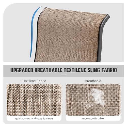 VONZOY Patio Swivel Chairs Set of 2, Outdoor Dining Chairs with High Back, All-Weather Swivel Rocker Chair for Lawn, Porch or Garden (Brown)