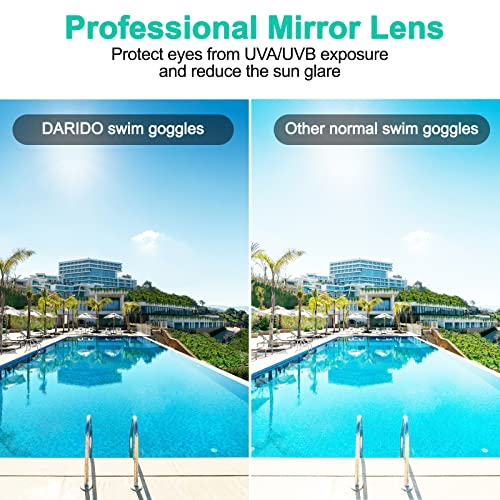 DARIDO Swim Goggles, 2 Pack Swimming Goggles Anti Fog UV Protection No Leaking for Adult, Men, Women, Youth