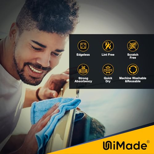 UNIMADE Shop Towels Rags, 50 Pack Reusable Shop Rags Bulk Microfiber Cleaning Cloth Lint Free Cleaning Towels for Car Kitchen Automotive Bar Mechanic Restaurant Garage, 11.5"x 11.5", Blue