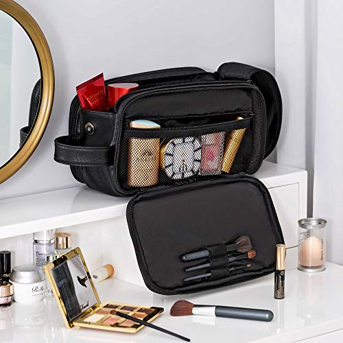 Elviros Toiletry Bag for Men, Large Travel Shaving Dopp Kit Water-resistant Bathroom Toiletries Organizer PU Leather Cosmetic Bags