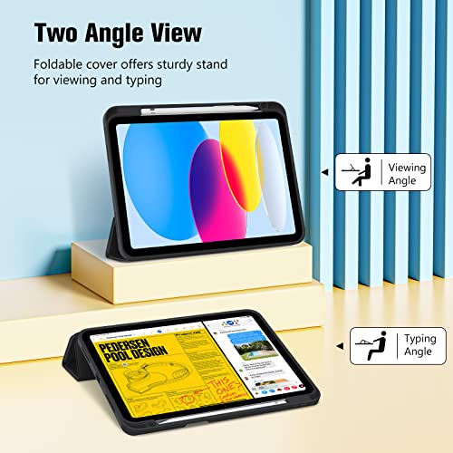 ProCase for iPad 10th Generation Case with Pencil Holder, iPad Case 10th Gen (2022 Model) 10.9 Inch iPad 10 Case, 10th Gen iPad Cases Cover with Pen Holder for iPad 10th Generation -Black