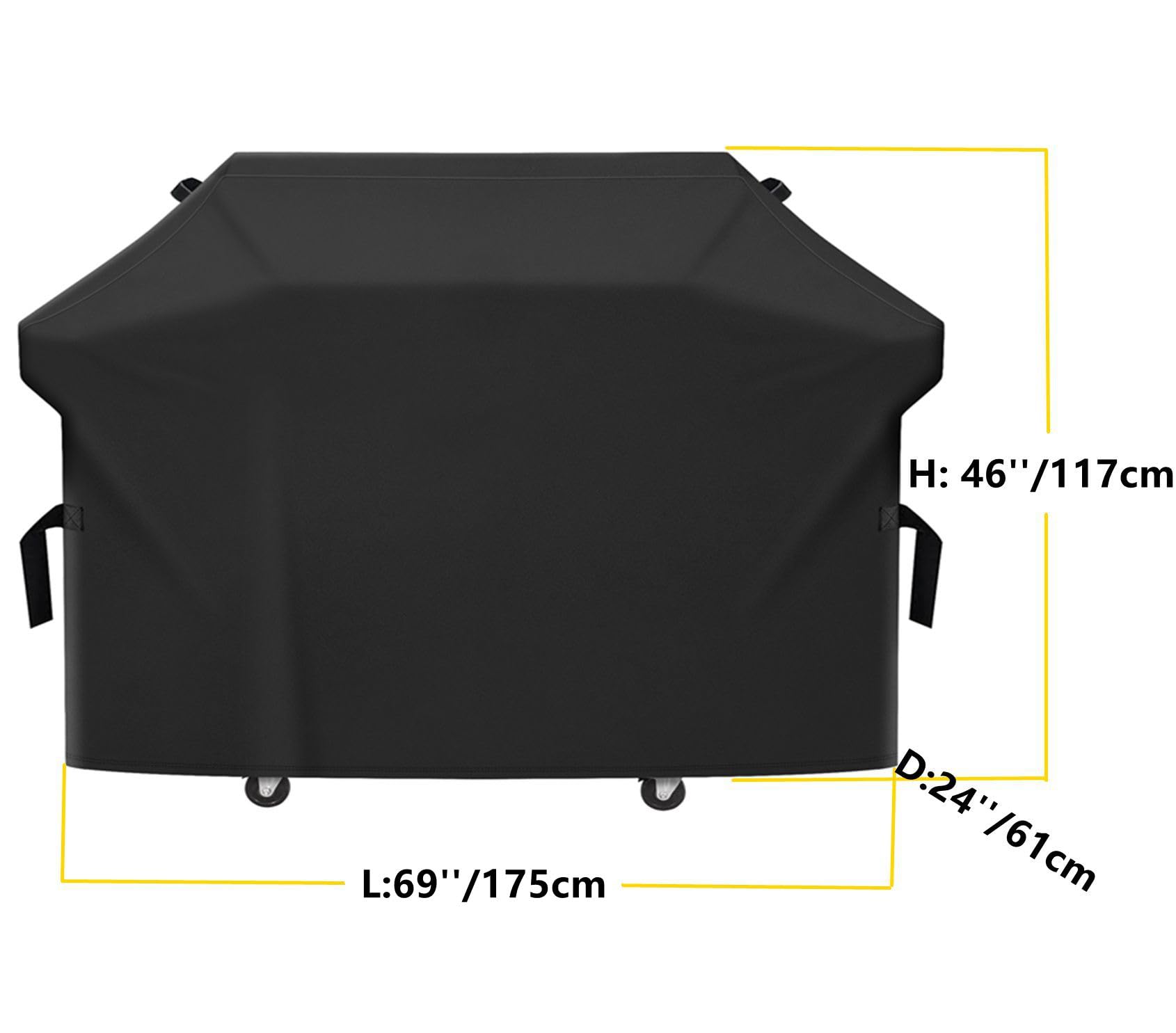 Heavy Duty 600D Polyester Cover Compatible with Cuisinart CGWM-085 and Most Pellet Grill Cover, 69" L x 24" D x 46" H, Black