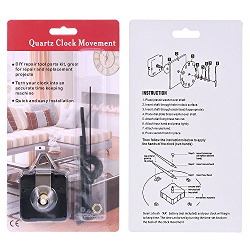 Hicarer 28 mm Long Shaft Quartz Clock Movement Clock Parts Repair Kit (Black)