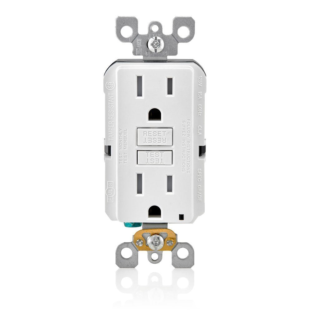 Leviton GFTR1-3W Smartest Self-Test SmartlockPro Slim GFCI Tamper-Resistant Receptacle with LED Indicator (3 Pack), White