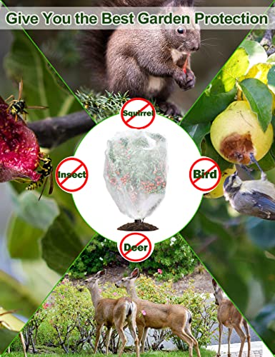 wohohoho 5 Packs Garden Plants Fruits Blueberry Protection Netting Cover Bags with Drawstring, 3.3Ft x 2.6Ft Fruit Tree Plant Netting to Prevent Blueberry Tomato Fruits Plants from Squirrel Bird Deer
