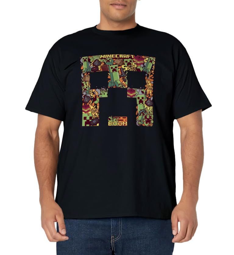Minecraft Creeper Big Face Collage T-Shirt