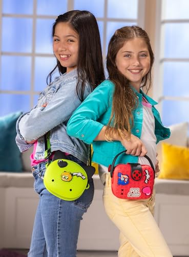 Miraculous Ladybug Pop n' Swop Green Mini Handbag with Adjustable Strap, Customizable Bag 4 Clip-on Badges, Accessory Bag, Lightweight Durable Waterproof Purse - Gift for Girls and Kids (Cat Noir)