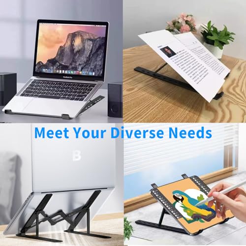 Laptop Stand, Laptop Holder Riser Computer Stand, Adjustable Aluminum Foldable Portable Notebook Stand, Compatible with MacBook Air Pro, HP, Lenovo, Dell, More 10-15.6” Laptops and Tablets (Black)