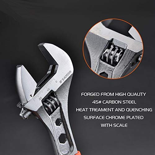 Edward Tools Pro 8" Adjustable Wrench - Carbon Steel Adjusting Design - Crescent Pro Grip for Greater Leverage - Adjustable Width - Spanner Handle