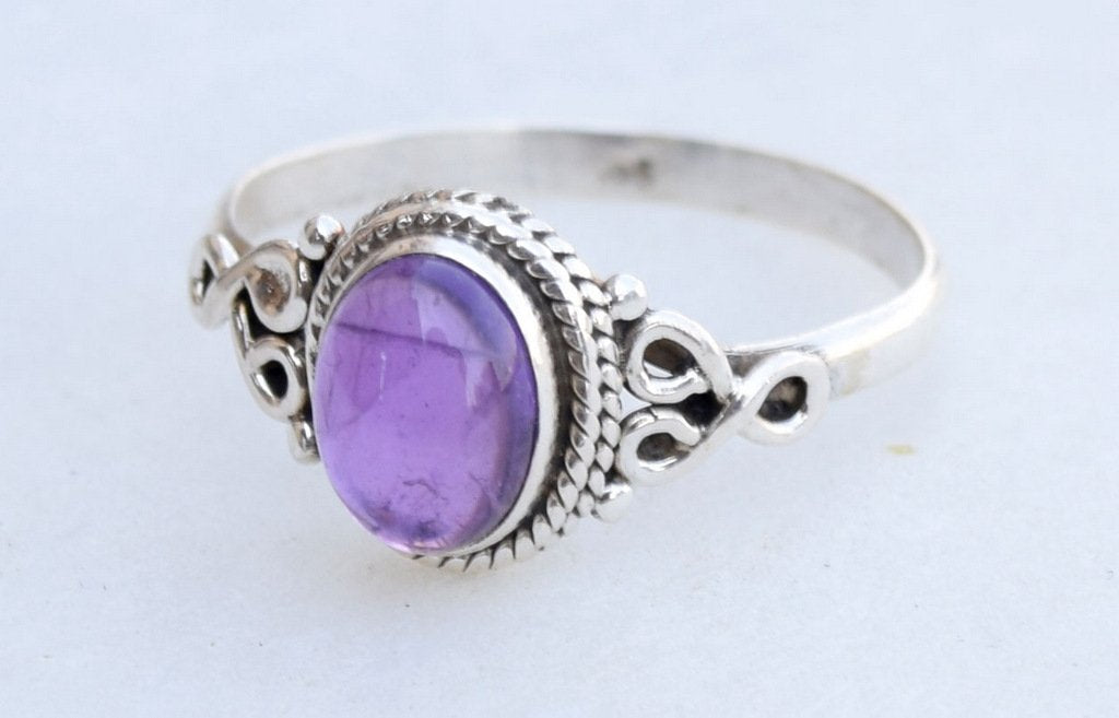 Amethyst Stone Ring 925 Sterling Silver Statement Ring For Women Handmade Rings Gemstone Christmas Promise Ring Size US 5 Gift For Her