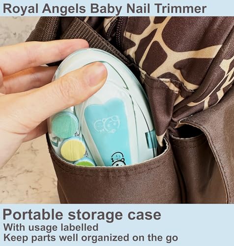 Royal Angels Baby Nail File, 21 in 1 Set with Labels, Electric Nail Kit, Extra 13 Replacement Tools, Baby Nail Trimmer, Baby Nail Care, Newborn Toddler Toes & Fingernails Clipper, Trim & Polish (Blue)