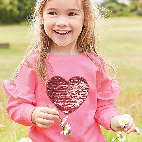 Little Hand Fashion Girls Christmas Crew Neck Sweatshirts Glitter Snowflakes Toddler Kids Ruffle Tops for Size 7 8 Years