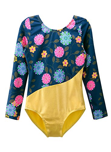 DAXIANG Leotards for Girls Gymnastics Long Sleeve Gymnastics Leotard for Girls Gymnastics Leotards Purple Snowflake 9-10Y