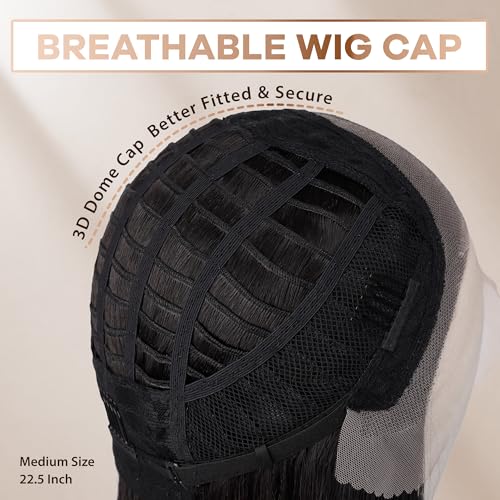 BLL Synthetic Lace Front Wig,13x4 Synthetic Lace Wig Pre-Plucked Long Straight Glueless 1B Black Wig For Black Women 26inch Ready to Wear Wigs Beginner Friendly