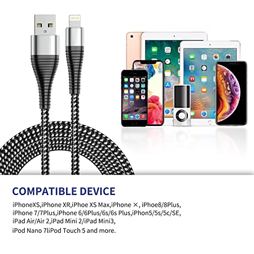 iPhone Charger 1ft,[Apple MFi Certified] Lightning Cable 5 Pack 1 Foot, Long iPhone Charging Cord 1 Feet USB Cables(Black)