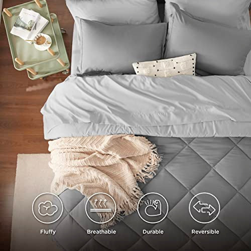 Bedsure White Twin XL Comforter Sets - 5 Pieces Reversible White Twin XL Bedding Sets with Comforters, Sheets, Pillowcase & Sham, Twin XL Bed Sets for College