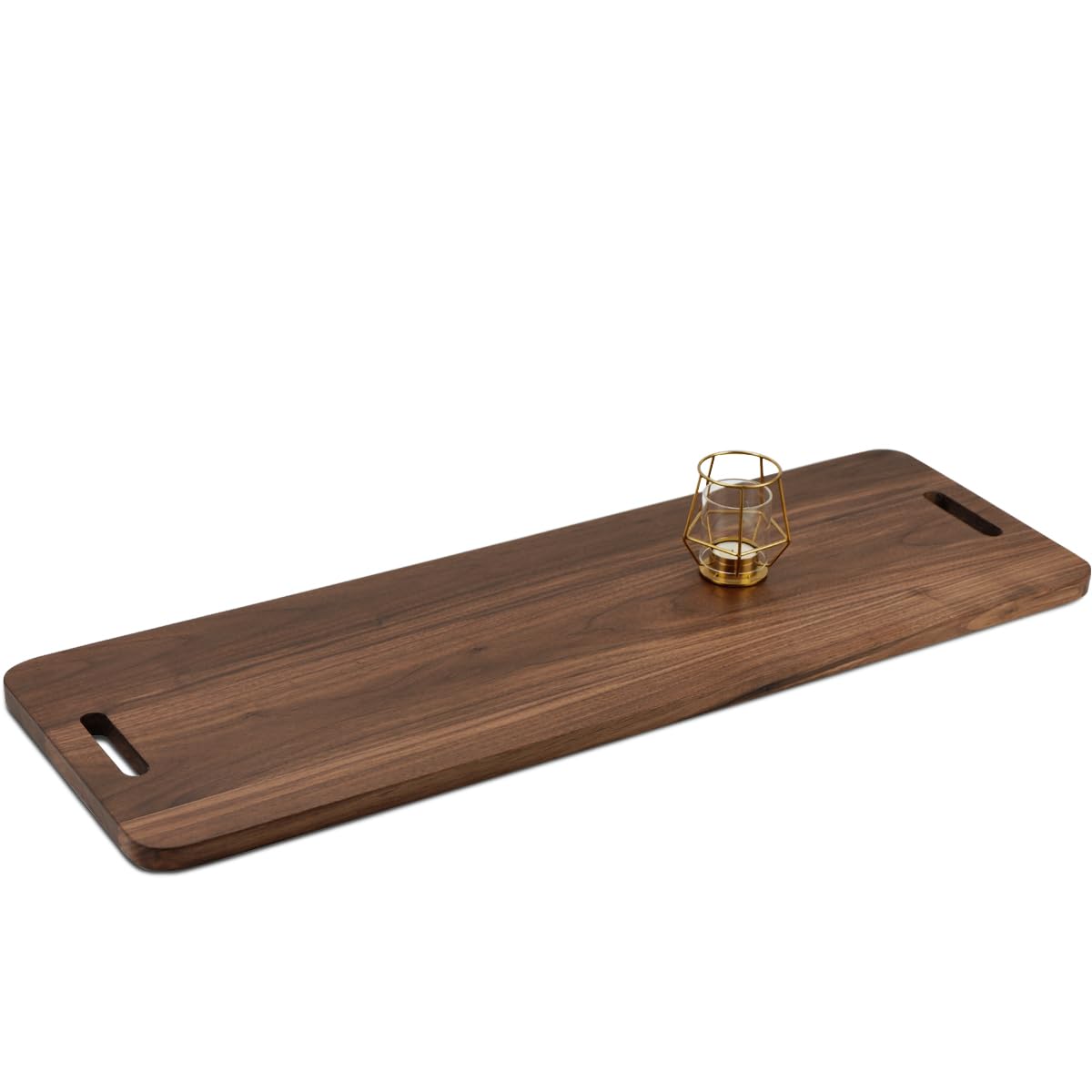 MAGIGO 36 x 12 Inches Extra Long Rectangle Large Walnut Wood Ottoman Plank Serving Tray with Cutout Handles, Serve Tea, Coffee, or Cheese, Classic Wooden Charcuterie Board, Decorative Ottoman Tray