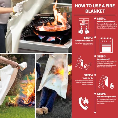 KingtooSize Fire Blanket, 47 in x71 in,Fiberglass Fire Blanket for Home,Kitchen,1 Pack