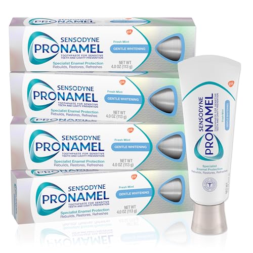 Sensodyne Pronamel Gentle Teeth Whitening Enamel Toothpaste for Sensitive Teeth, to Reharden and Strengthen Enamel, Amazon Exclusive, Fresh Mint - 4 Ounces (Pack of 4)