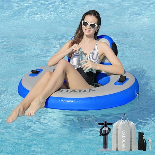 CALOBANA Upgraded Heavy Duty River Tube for 350lb Adults, Inflatable Lake Floats, Thick Tubes for Outdoor Floating Rafting on Lakes