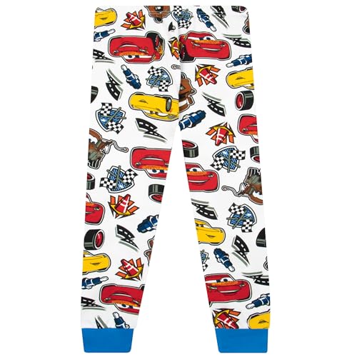 Disney Cars Pajamas | Long Sleeve Boys' Pajama Sets | Lightning McQueen Pajamas | White 2T
