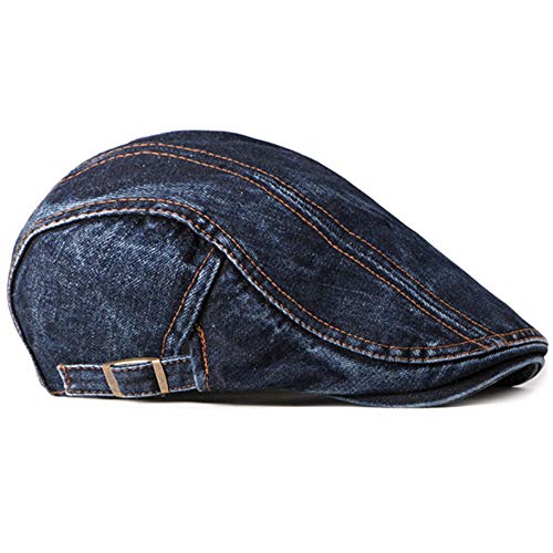 Men's Denim Newsboy Flat Cap Gatsby Ivy Cabbie Hat Driving Cap