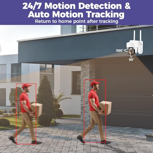[WiFi 6 & 10X Zoom] XMARTO 10CH HD Auto Tracking PTZ Security Camera System Wireless Outdoor/Indoor, Dual-WiFi 4K NVR with 4X 6MP Home Cams, 1TB HDD (Plug-in 24/7 Surveillance, Auto WiFi-Relay)