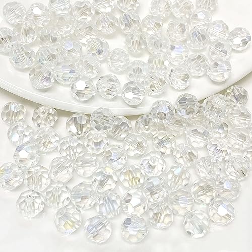 LIMAOLLY 100pcs 8mm Round Crystal Glass Beads Faceted Spacer AB Color Beads for Jewelry Making DIY Craft Making Necklace Bracelet Earring Wind Chimes Suncatchers Ornament, Black