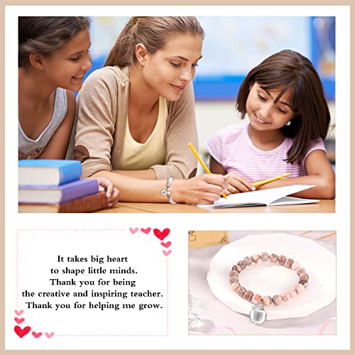 U-Zomir Teacher Appreciation Gifts for Women, Teacher Gifts Natural Stone Bracelet with Message Card for Appreciation Week Christmas Valentines from Student