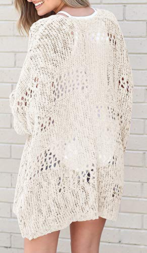 Lightweight Summer Cardigan for Women Spring Netted Crochet Cardigans Sweaters Beige
