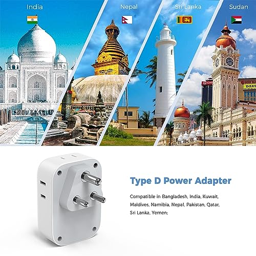 South Africa Plug Adapter 2 Pack, TESSAN Type M Power adapter with 4 AC Outlets 3 USB Ports(1 USB C), Travel Adaptor US to South Africa Botswana Zimbabwe Namibia Nepal