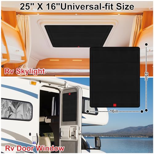 16 X 25 Inches RV Door Window Shade, RV Reflective Window Curtains Insulation and UV Rays Magnetic Door Blackout Cover Replacement-Must Haves Camper Interior Accessories, 1/8" thick aluminum foil