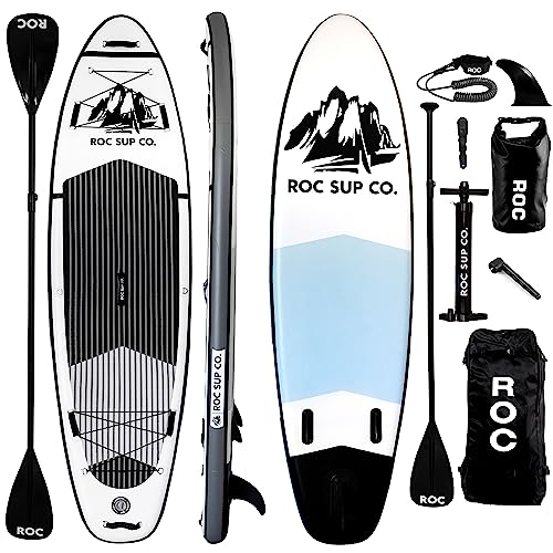 Roc Inflatable Stand Up Paddle Boards 10 ft 6 in with Premium SUP Paddle Board Accessories, Wide Stable Design, Non-Slip Comfort Deck for Youth & Adults (Black and White)