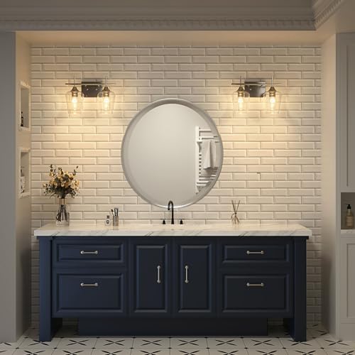 VONLUCE Bathroom Vanity Light, 2 Light Bathroom Light Fixture Over Mirror, Bathroom Wall Lamp with Clear Glass, Modern Brushed Nickel Vanity Lighting fixtures for Bathroom, Bedroom, Hallway