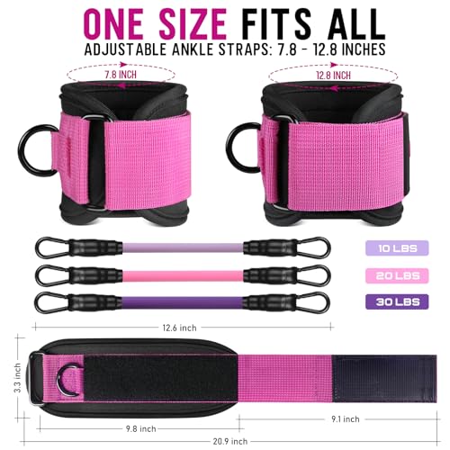 WALITO Ankle Resistance Bands with Cuffs, Ankle Bands for Working Out, Ankle Straps for Women, Exercise Bands for Legs and Butt, Booty Workout Equipment for Kickbacks Hip Fitness Training