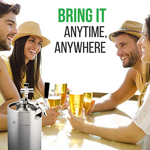 NutriChef Pressurized Growler Tap System, 128oz, Stainless Steel