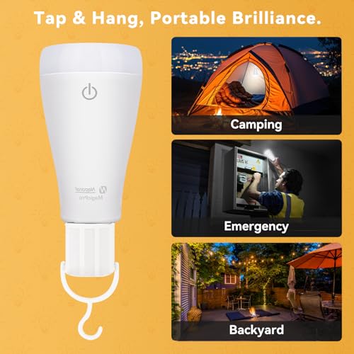 Neporal MAGICPRO Smart Rechargeable Light Bulbs with Remote, USB+Socket Rechargeable Battery Operated Light Bulb for Lamp and Sconces, 2 Hrs Fast Charging Last 5-52 Hrs, 9+3 Colors (‎MagicPro RGB, 2)