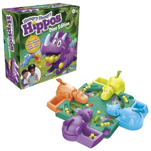 Hasbro Gaming Hungry Hungry Hippos Dino Edition Board Game, Pre-School Game for Ages 4 and Up; for 2 to 4 Players (Amazon Exclusive)