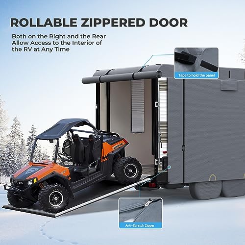 Fonzier Extra Thick 6 Layers Travel Trailer RV Cover, Anti-UV, Weatherproof, Rip-Stop, Utility Heavy Duty RV Cover for 15' 1"-18'