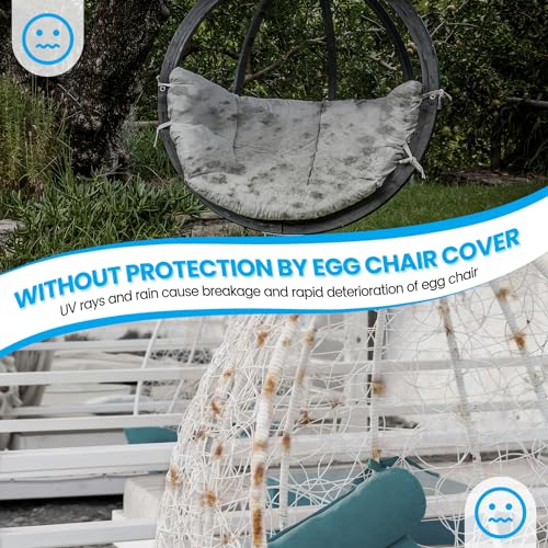 Patio Swing Chair Cover, Mrrihand Waterproof Egg Chair Covers for Outdoor Furniture, Outdoor Windproof Swing Egg Chair Covers with Zipper & Drawstring (74.8”H X 45.3”W, Black)