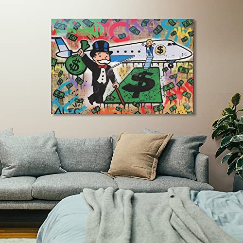 FEF Monopolysairplanefunny Cartoonand Money Poster Decorative Painting Canvas Wall Art Room Posters Office Decorations 08x12inch(20x30cm)